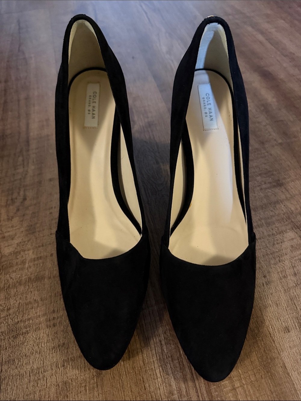Cole Haan Black Suede Pointed Toe Pumps - Classic Work to Evening Heel